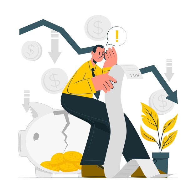 Ilustración de concepto de estrés de dinero