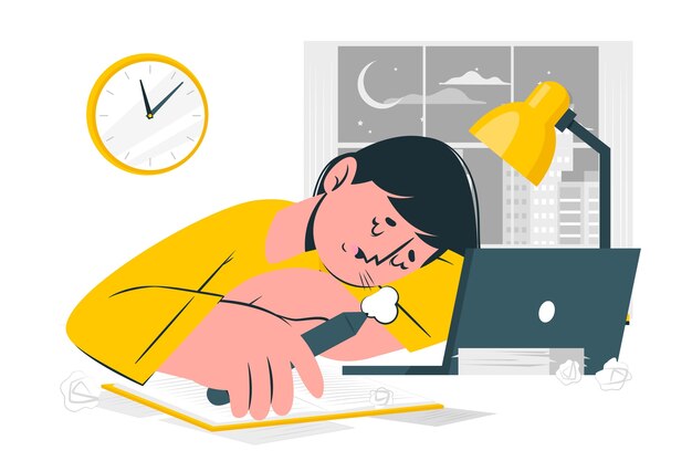 Ilustración de concepto de estudiante cansado