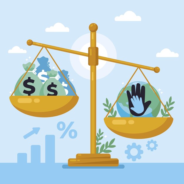 Ilustración del concepto de ética empresarial con equilibrio