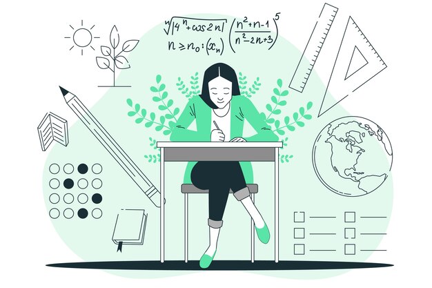 Ilustración de concepto de examen de ingreso a la universidad