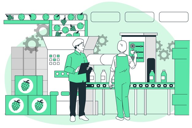 Ilustración del concepto de fabricación de alimentos
