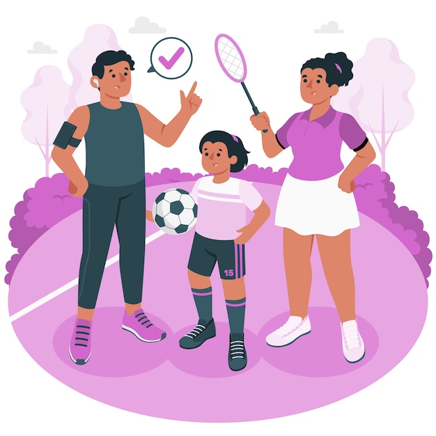 Vector gratuito ilustración de concepto de familia de deporte