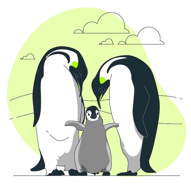 Vector gratuito ilustración del concepto de familia pingüino