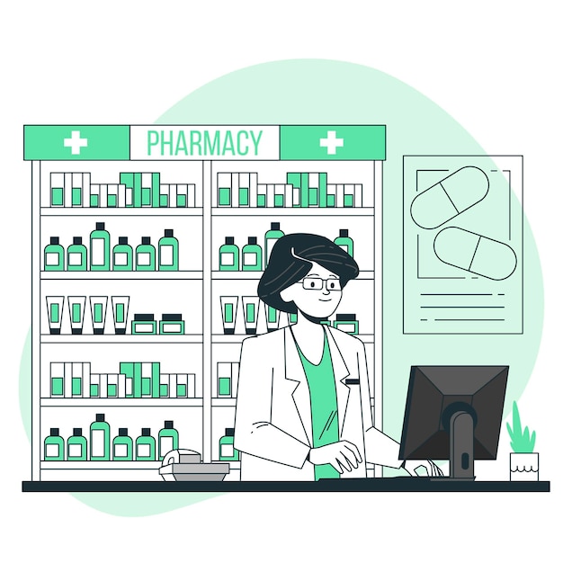 Ilustración del concepto de farmacéutico