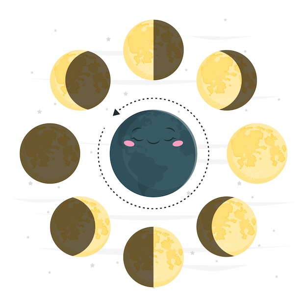 Vector gratuito ilustración del concepto de fases lunares