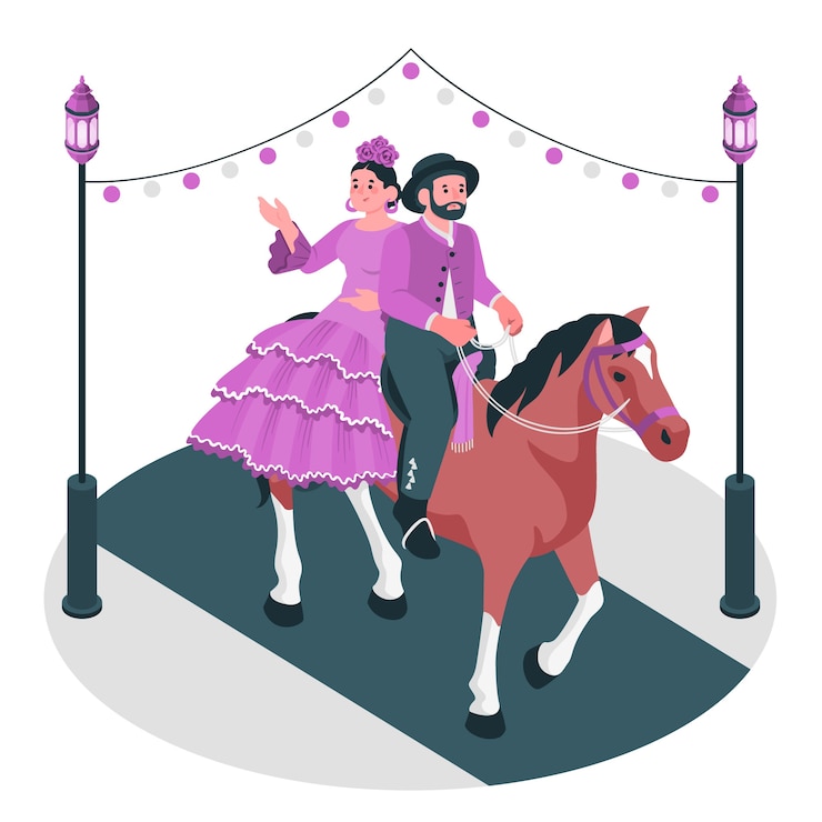 Vector gratuito ilustración de concepto de feria andaluza