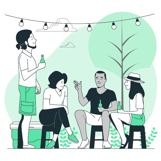 Vector gratuito ilustración de concepto de fiesta al aire libre
