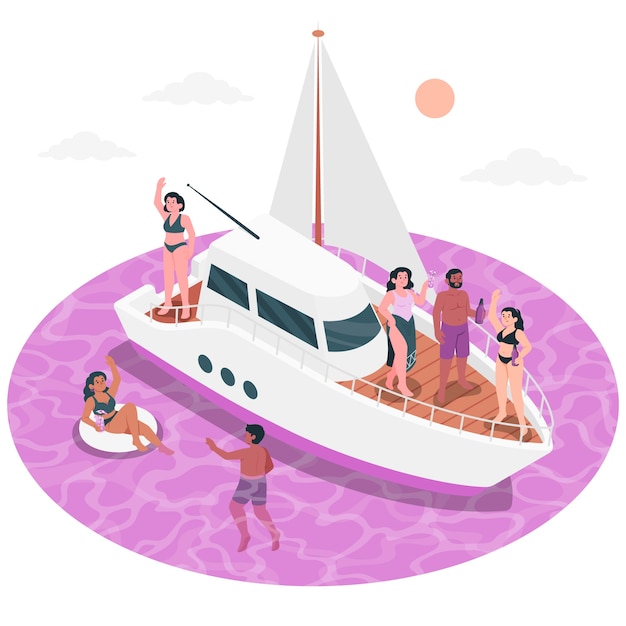 Vector gratuito ilustración del concepto de fiesta en barco