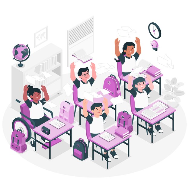 Ilustración del concepto de fin de escuela