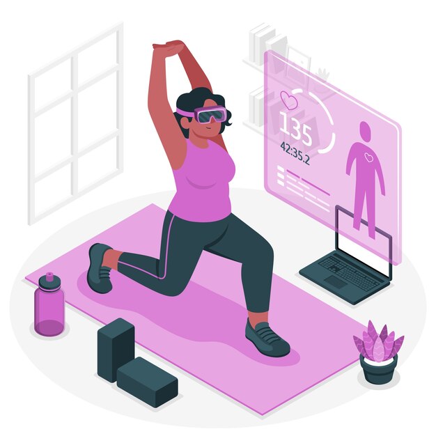 Ilustración del concepto de fitness virtual