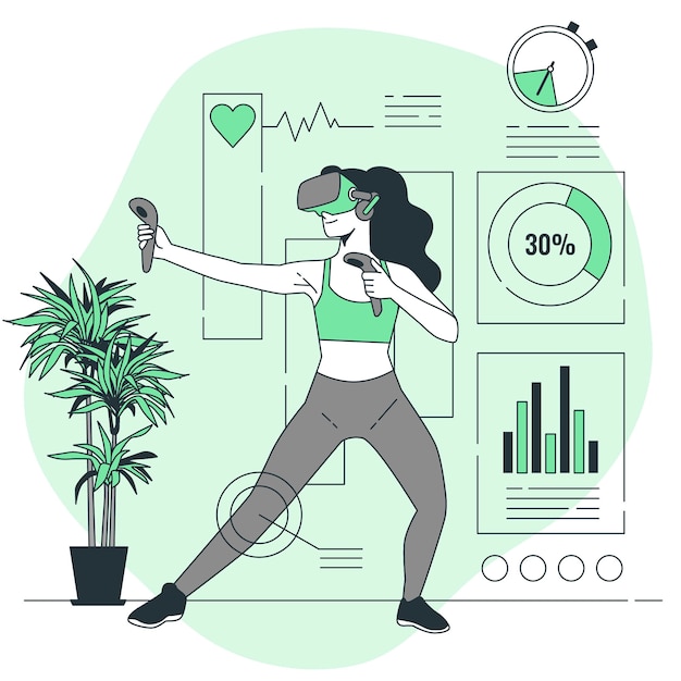 Ilustración del concepto de fitness virtual