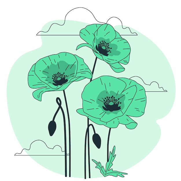 Vector gratuito ilustración del concepto de flor de amapola