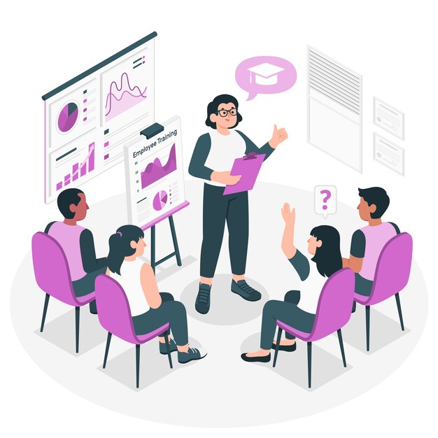 Ilustración del concepto de formación de los empleados