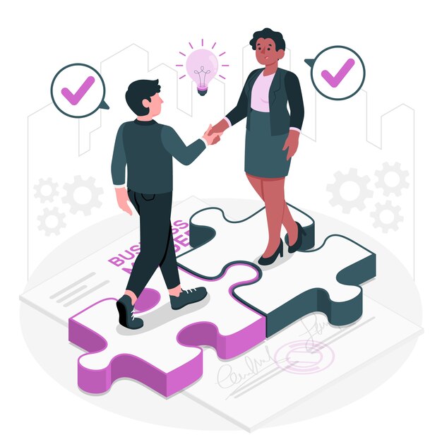 Ilustración del concepto de fusión empresarial
