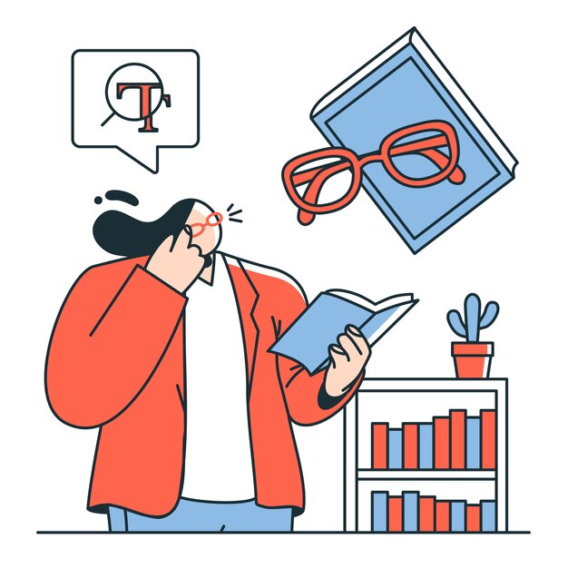 Ilustración del concepto de gafas de lectura