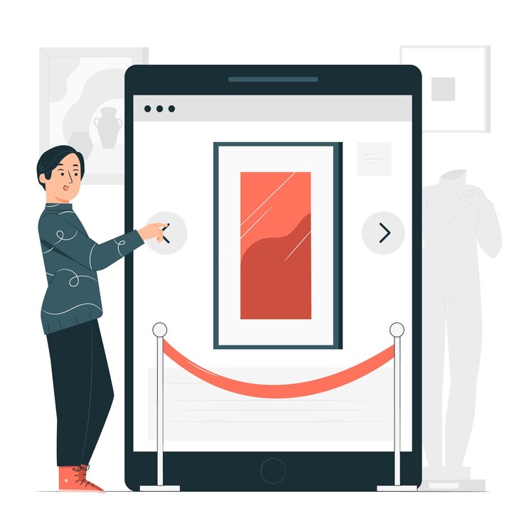 Vector gratuito ilustración del concepto de galería en línea