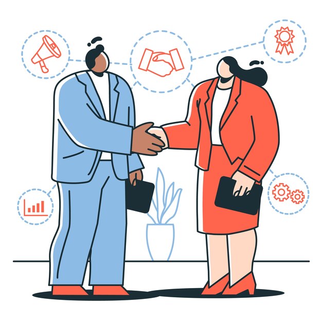 Ilustración del concepto de gestión de la relación con el cliente