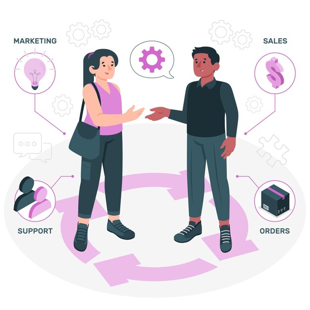 Ilustración del concepto de gestión de relaciones con el cliente