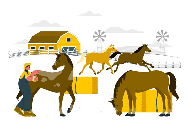 Ilustración del concepto de la granja de caballos
