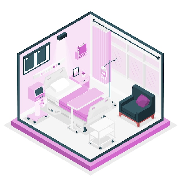 Ilustración de concepto de habitación de hospital