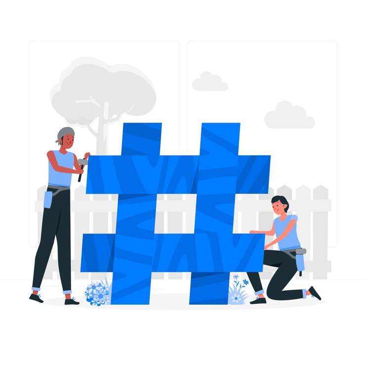 Vector gratuito ilustración del concepto de hashtag de construcción