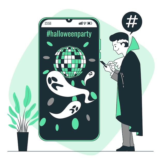 Vector gratuito ilustración de concepto de hashtags de halloween