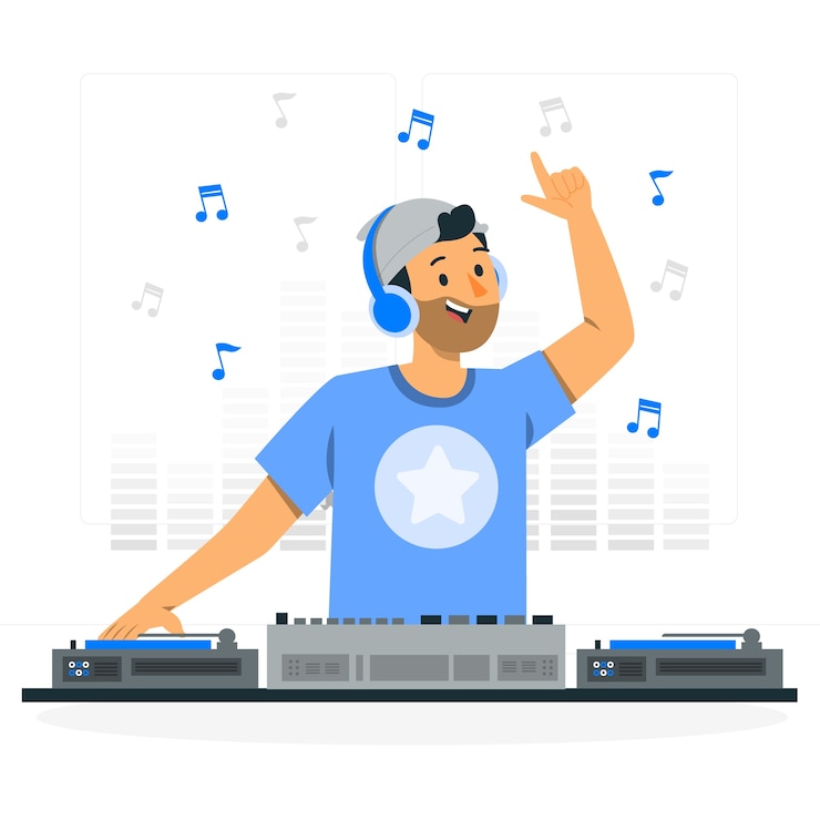 Vector gratuito ilustración de concepto de hombre dj