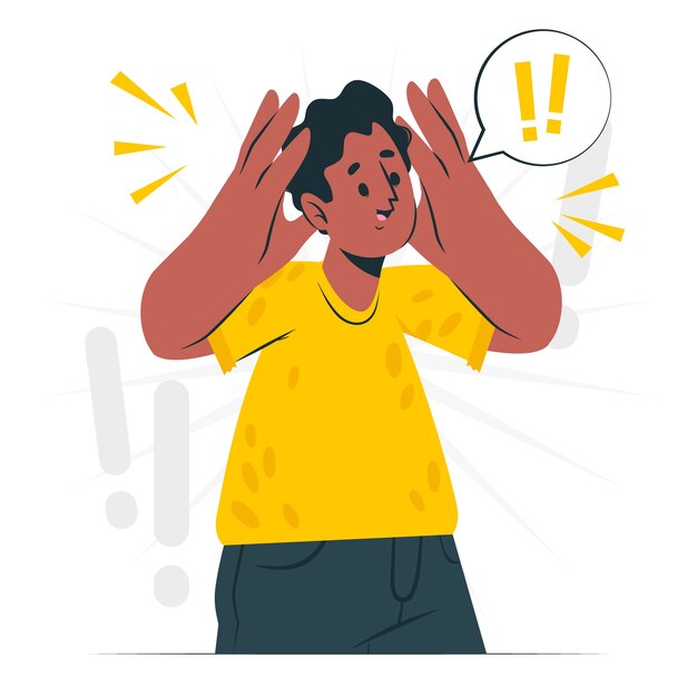 Ilustración del concepto de hombre sorprendido o emocionado