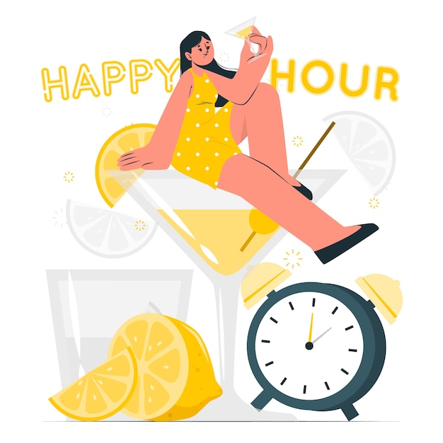 Vector gratuito ilustración del concepto de hora feliz