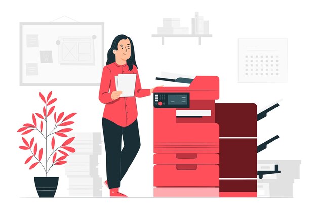 Ilustración del concepto de impresora
