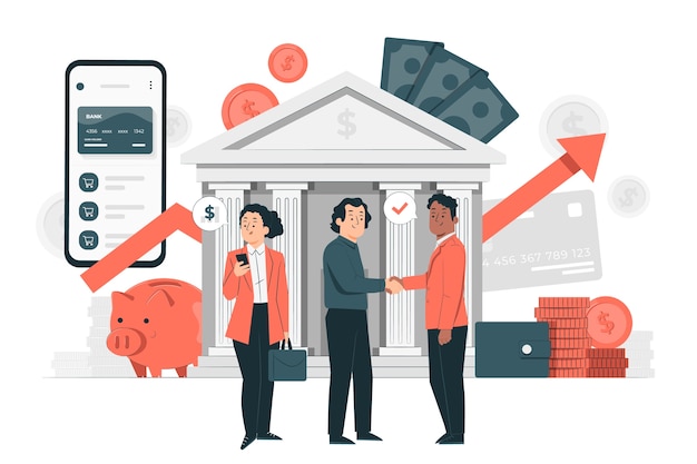 Ilustración del concepto de industria bancaria