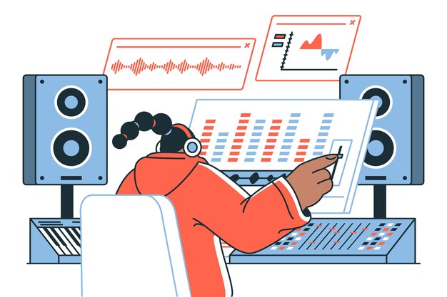 Ilustración del concepto de ingeniero de sonido