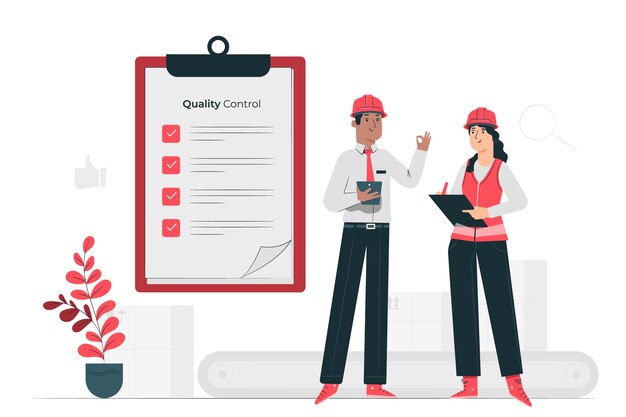 Ilustración del concepto de ingenieros de control de calidad