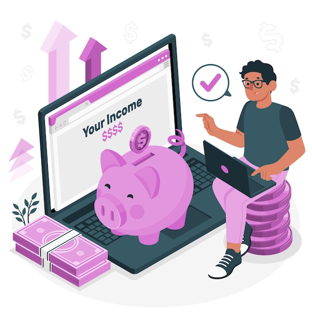 Vector gratuito ilustración de concepto de ingresos de dinero