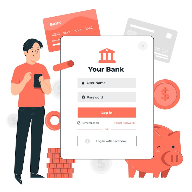 Vector gratuito ilustración de concepto de inicio de sesión bancario