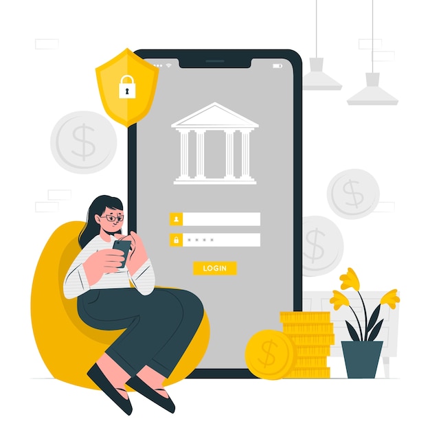 Vector gratuito ilustración de concepto de inicio de sesión bancario