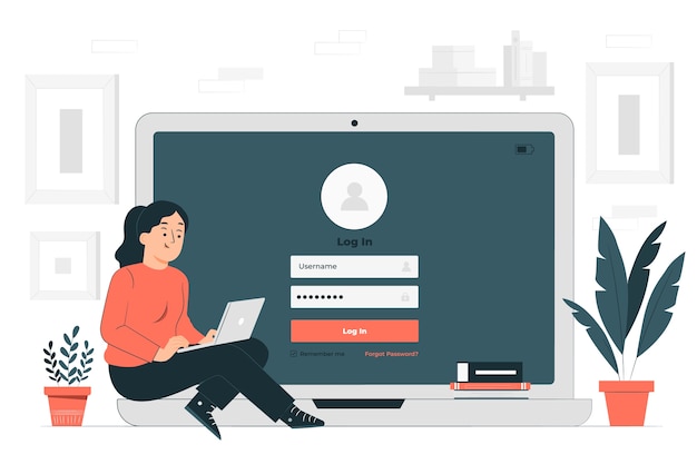 Ilustración de concepto de inicio de sesión de computadora
