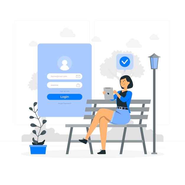 Vector gratuito ilustración de concepto de inicio de sesión de tableta