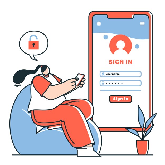 Ilustración del concepto de inicio de sesión