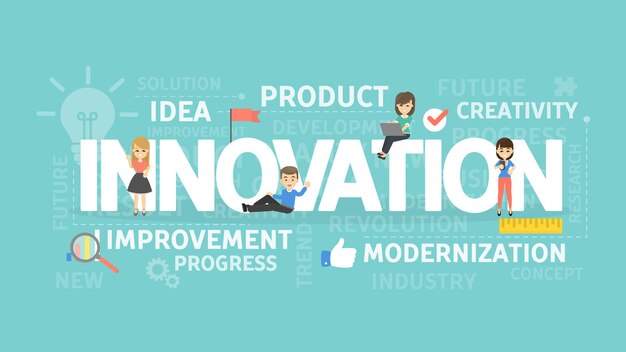 Ilustración del concepto de innovación Idea de mejora de la creatividad e ideas