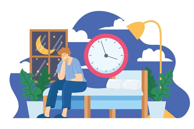 Ilustración del concepto de insomnio