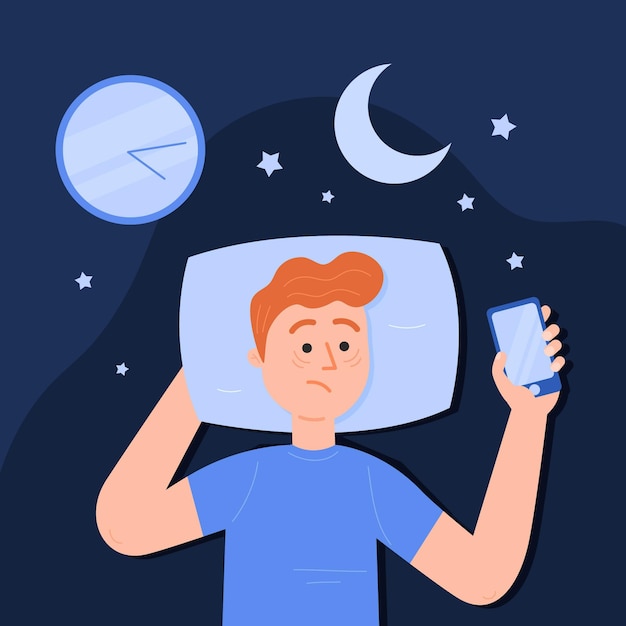Ilustración del concepto de insomnio