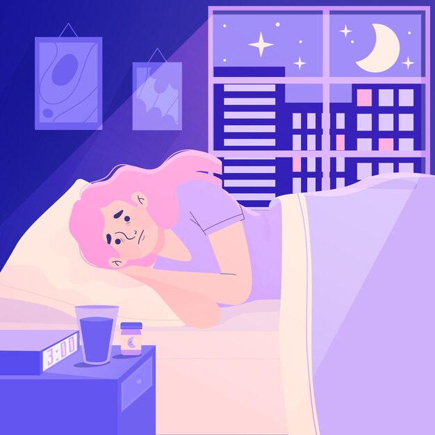Ilustración del concepto de insomnio