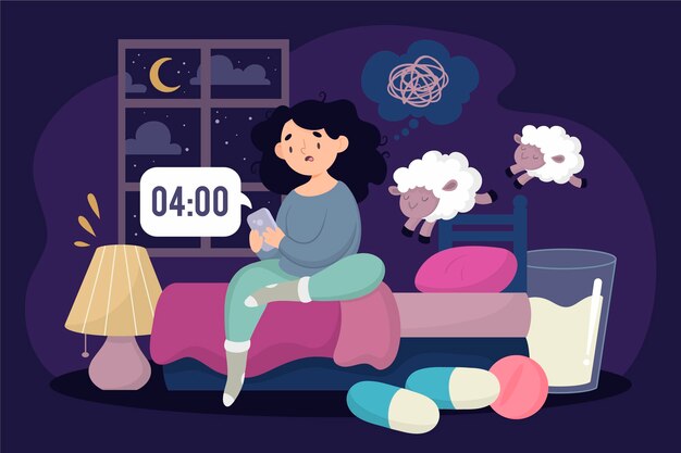 Ilustración del concepto de insomnio