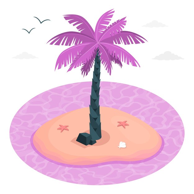 Ilustración del concepto de isla de palmeras