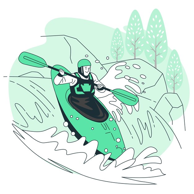 Ilustración del concepto de kayak