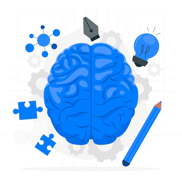 Ilustración del concepto de lados del cerebro