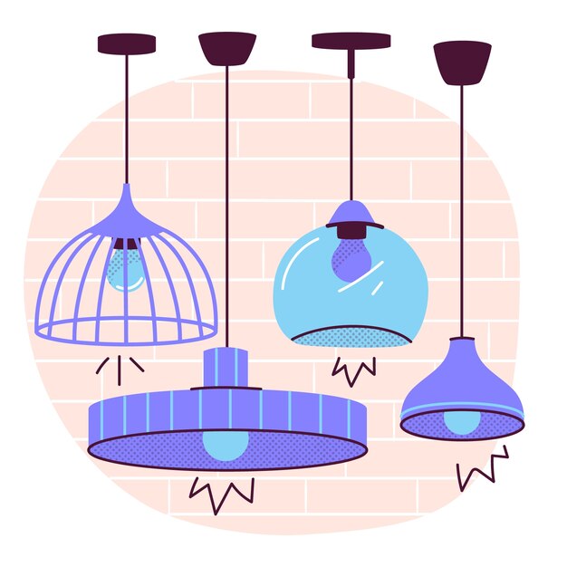 Ilustración del concepto de lámpara colgante