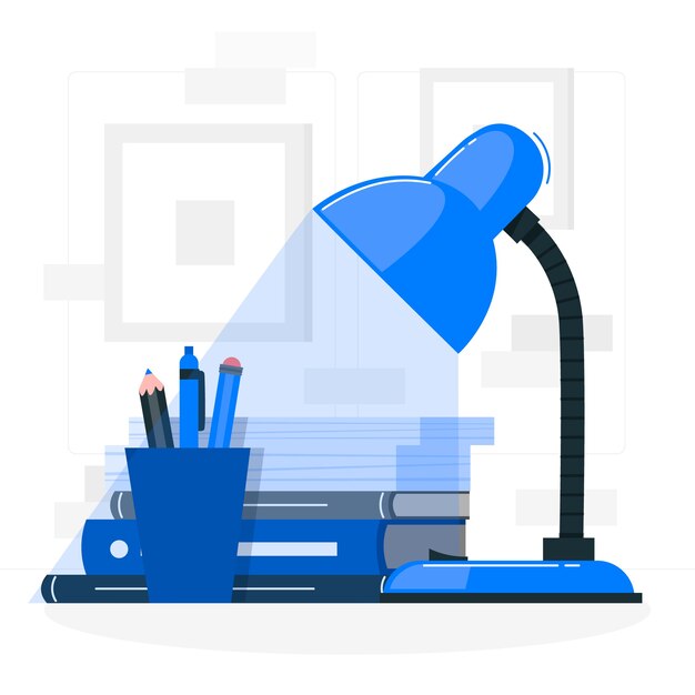 Ilustración del concepto de lámpara de escritorio