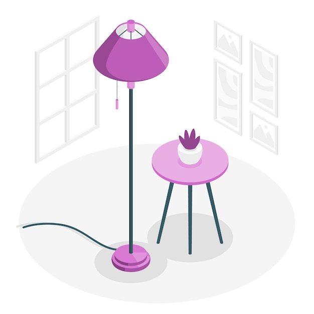 Ilustración del concepto de lámpara de mesa
